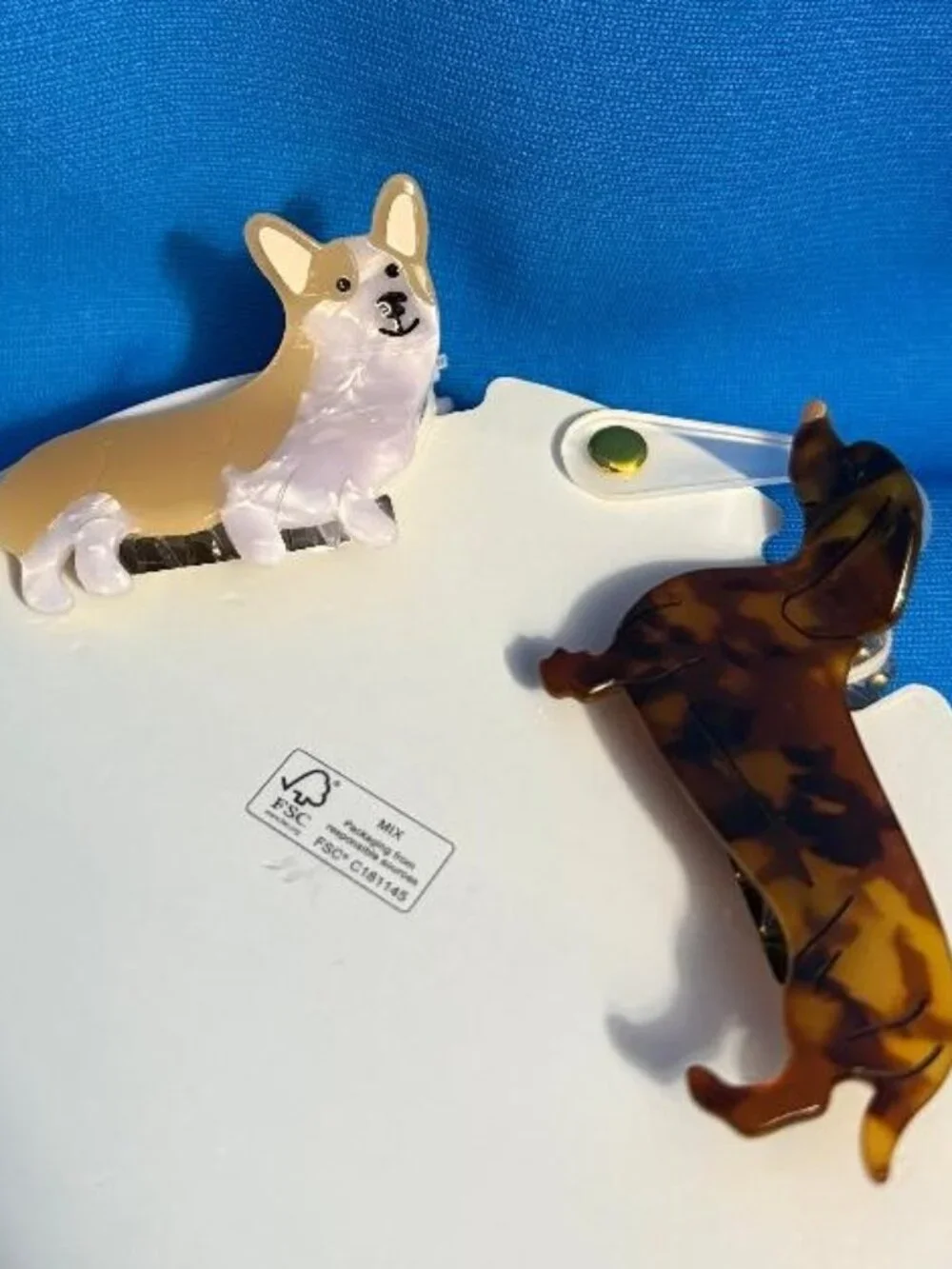 PINK LINEN DOG HAIR CLIPS FRENCHIE / BOSTON TERRIER & DACHSHUND & PEMBROKE CORGI